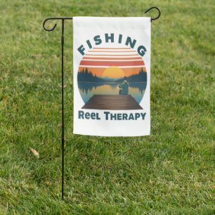Fishing Reel Therapy Dad Garden Flag