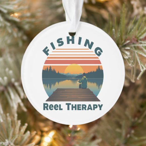 Fishing Reel Therapy Dad Ornament