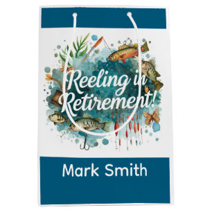 Fishing Reeling in Retirement Party watercolor Medium Gift Bag