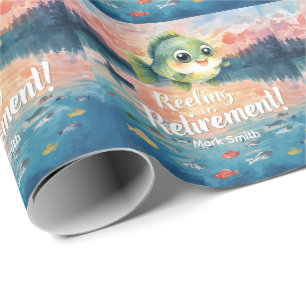 Fishing Reeling in Retirement Party watercolor  Wrapping Paper