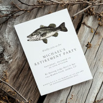 Fishing Retirement Elegant Rustic Bass Fish Party Invitation