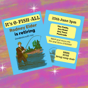 Fishing retirement fisherman fish angling invitation