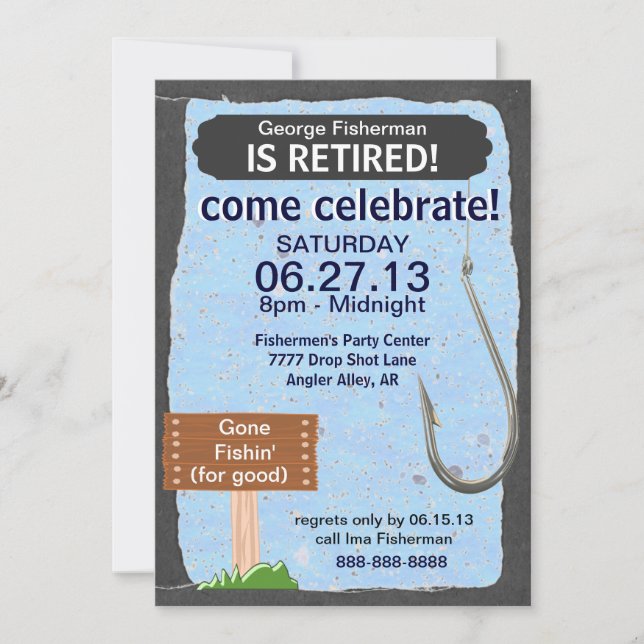 Fishing Retirement Party celebration invitation (Front)
