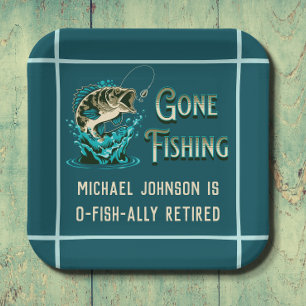 Fishing Retirement Party - Gone Fishing Invitation Paper Plates