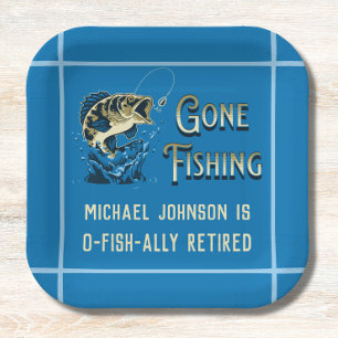 Fishing Retirement Party - Gone Fishing Invitation Paper Plates
