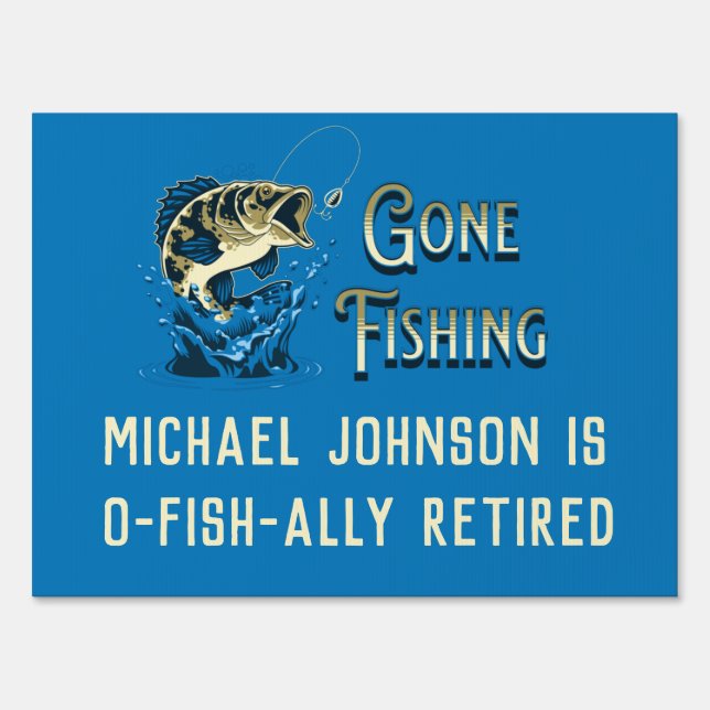 Fishing Retirement Party - Gone Fishing Sign (Back)