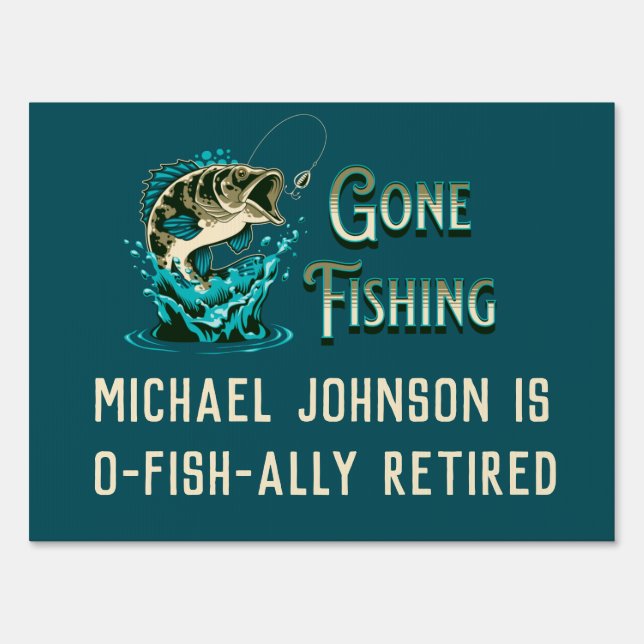 Fishing Retirement Party - Gone Fishing Sign (Back)