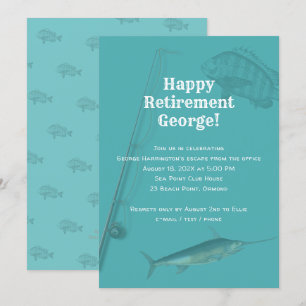 Fishing Retirement Party Sea Blue Invitation
