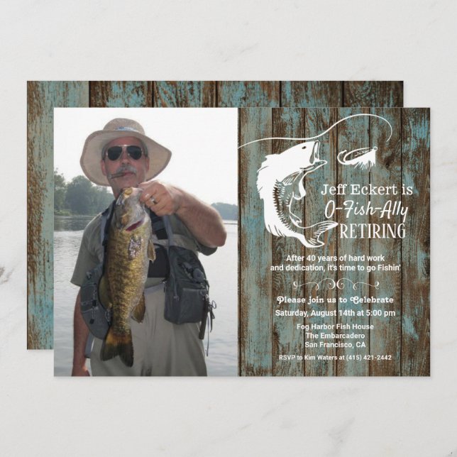 Fishing Retirement Photo Invitation (Front/Back)
