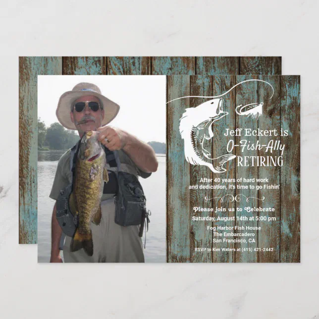 Fishing Retirement Photo Invitation | Zazzle