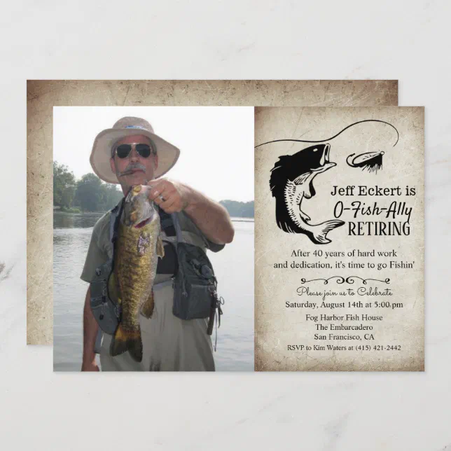 Fishing Retirement Photo Invitation | Zazzle