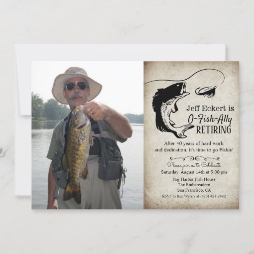 Fishing Retirement Photo Invitation | Zazzle