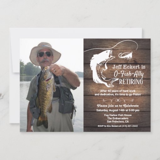 Fishing Retirement Photo Invitation | Zazzle