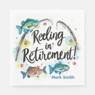 Fishing retirement watercolor napkins
