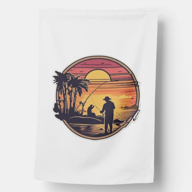 Fishing Retro Fishing Fish House Flag (Front)