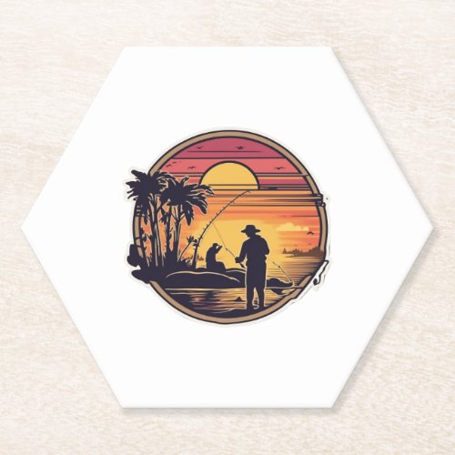 Fishing Retro Fishing Fish Paper Coaster