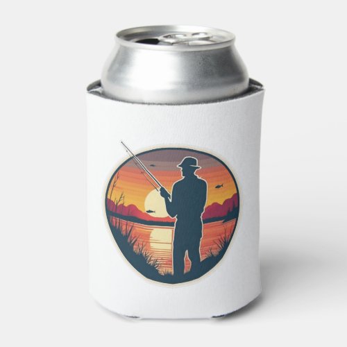 Fishing Retro Fishing Fish Sea Sunset Can Cooler