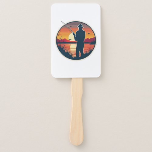 Fishing Retro Fishing Fish Sea Sunset Hand Fan