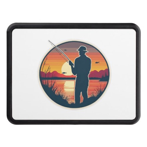 Fishing Retro Fishing Fish Sea Sunset Hitch Cover