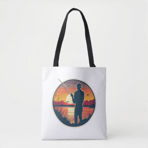 Fishing Retro Fishing Fish Sea Sunset Tote Bag