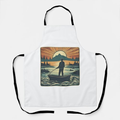 Fishing Retro Fishing Fish Sunset Boat Apron