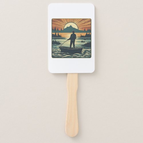 Fishing Retro Fishing Fish Sunset Boat Hand Fan