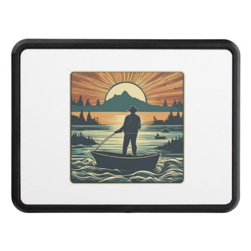 Fishing Retro Fishing Fish Sunset Boat Hitch Cover