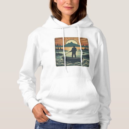 Fishing Retro Fishing Fish Sunset Boat Hoodie