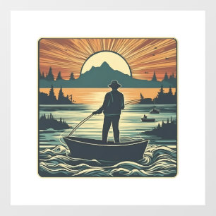Fishing Retro Fishing Fish Sunset Boat Wall Decal