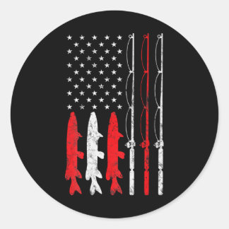 Fishing Rod American Flag Fishing for Fisherman Classic Round Sticker