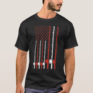 Fishing Rod American Flag T-Shirt