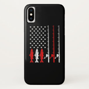 Fishing Rod American Flag Vintage Fishing iPhone X Case