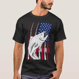 Fishing Rod and American Flag T-Shirt