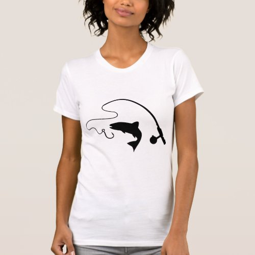 Fishing rod and fish fishing T_Shirt