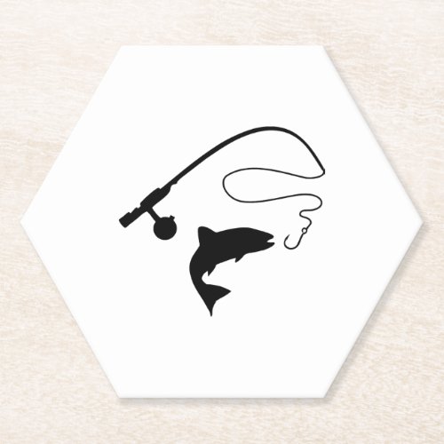 Fishing rod and fish paper coaster