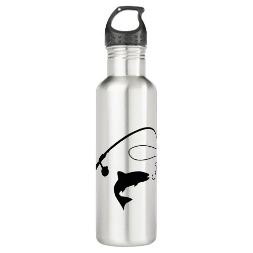 Fishing rod and fish stainless steel water bottle