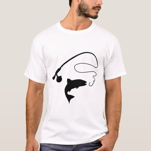 Fishing rod and fish T_Shirt