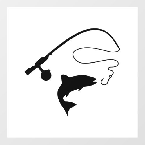 Fishing rod and fish wall decal 
