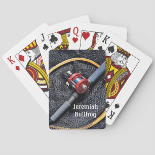 Fishing - Rod and Reel, Landing Net personalize Poker Cards