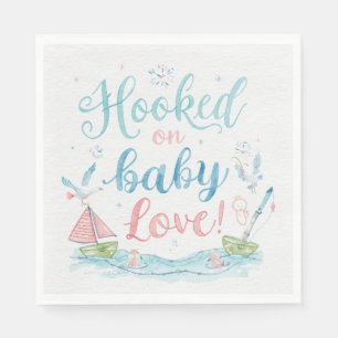Fishing rod Baby reveal for Fishing lovers Napkins