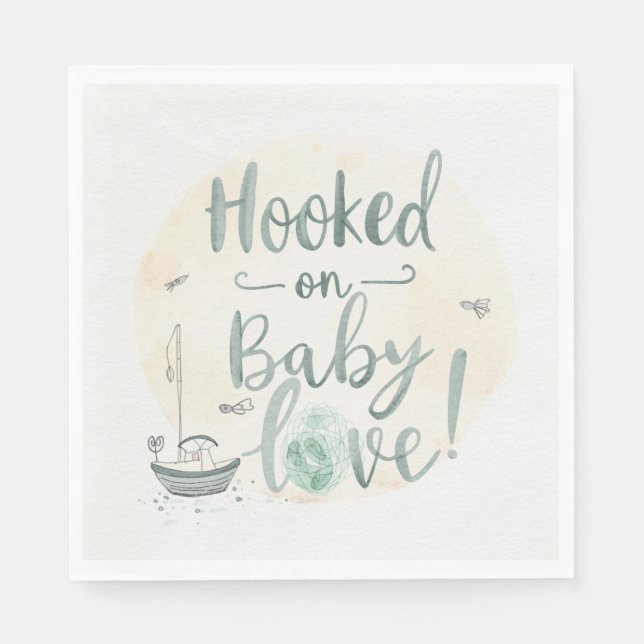 Fishing rod Baby reveal  for Fishing lovers  Napkins (Front)