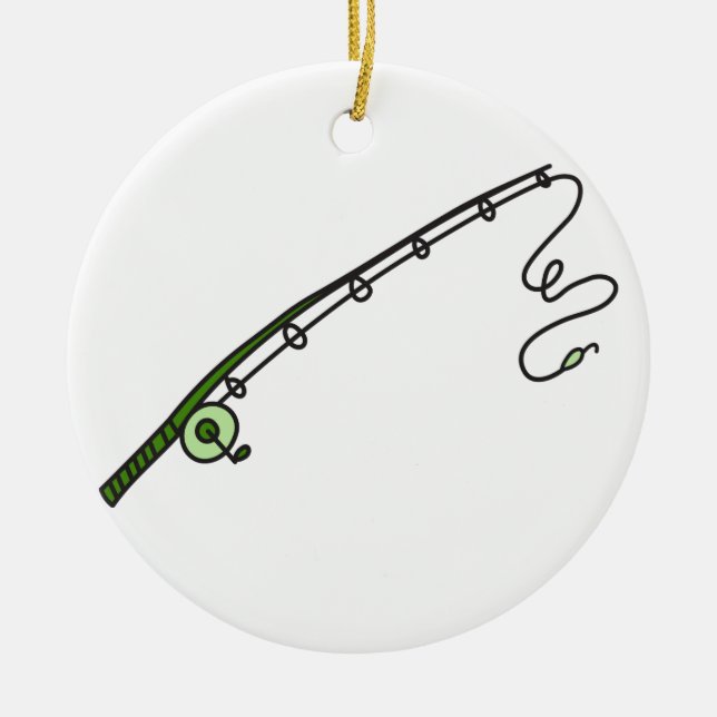 Fishing Rod Ceramic Ornament (Front)