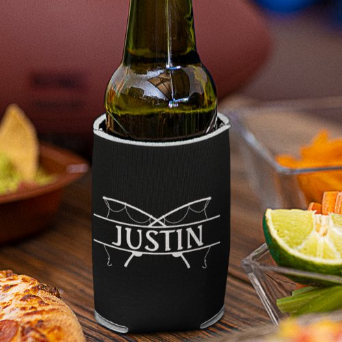 Fishing Rod Fish Monogram Personalized   Can Cooler