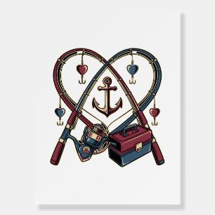Fishing Rod Heart Fisherman Love Bass Angler   Foam Board