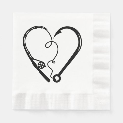 Fishing Rod Heart Heart Napkins