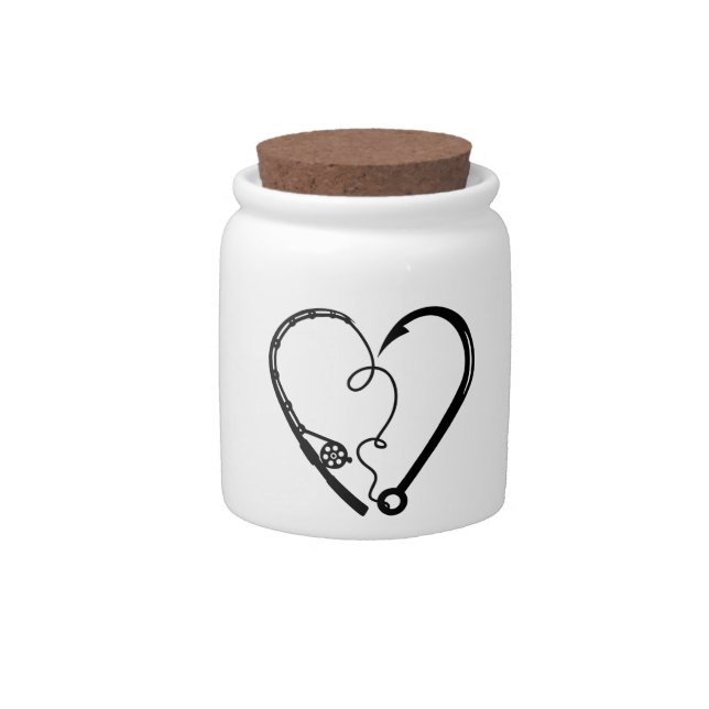 FISHING ROD HEART HOOK CANDY JAR (Front)