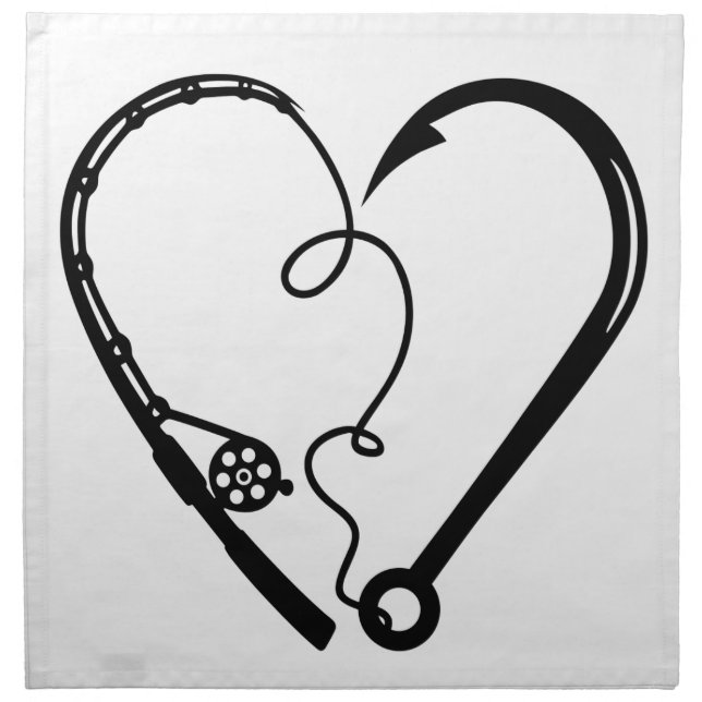 FISHING ROD HEART HOOK CLOTH NAPKIN (Front)