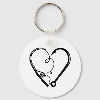 FISHING ROD HEART HOOK KEYCHAIN