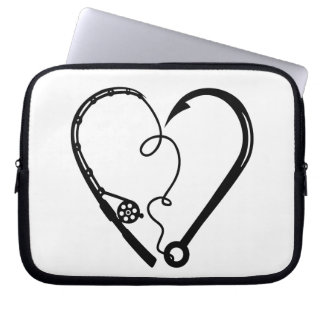FISHING ROD HEART HOOK LAPTOP SLEEVE