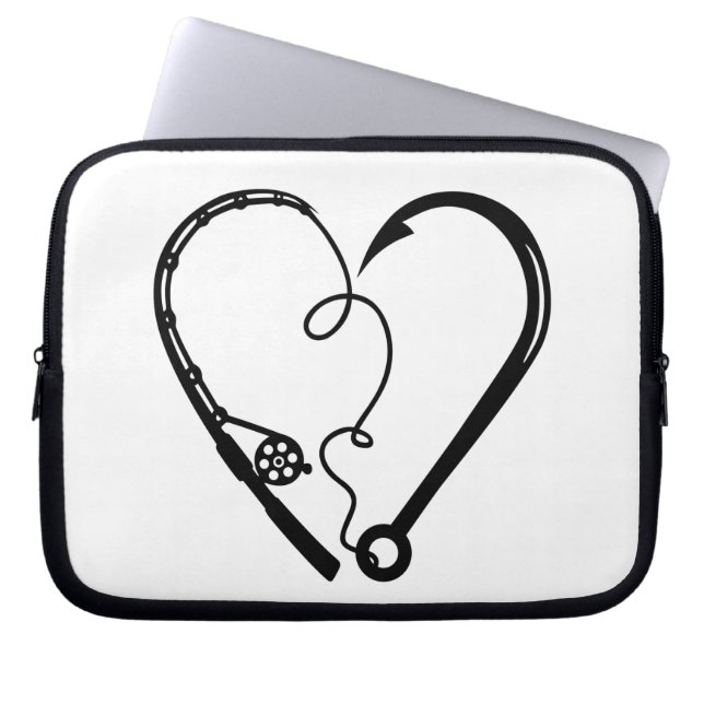 FISHING ROD HEART HOOK LAPTOP SLEEVE (Front)
